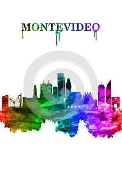 Montevideo Uruguay skyline Portrait Rainbow photo