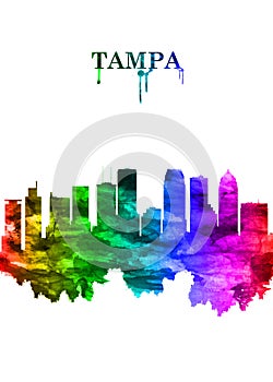 Tampa Florida skyline Portrait Rainbow photo