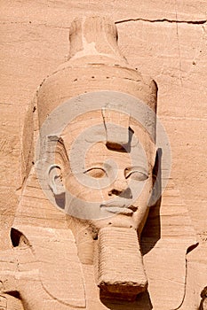 Portrait of Ramesses II statue at Abu Simbel temple