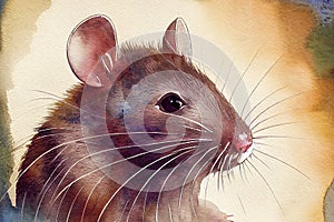 Portrait of rat, mouse. Generative ai illustration in watercolor style