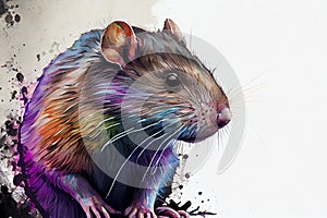 Portrait of rat, mouse. Generative ai illustration in watercolor style