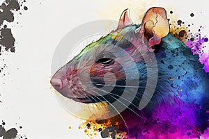 Portrait of rat, mouse. Generative ai illustration in watercolor style