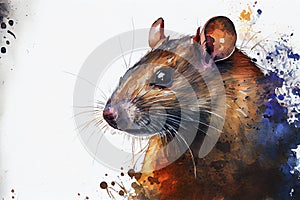 Portrait of rat, mouse. Generative ai illustration in watercolor style