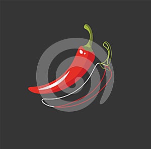 Portrait of red hot chilly peppers over dark background vector or color illustration