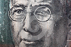Portrait of Reverend John Flynn - Australian 20 dollar bill closeup. photo