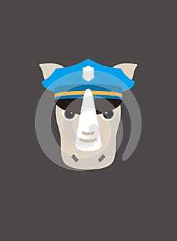 Portrait of rhino, wearing something, cool style, cops cosplay photo