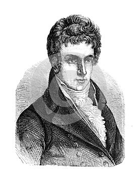 Portrait of Robert Fulton in the old book the Martyrs of Science , by G. Tissandier, 1880, St. Petersburg