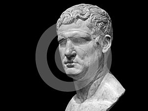 Portrait of Roman general, statesman, and architect Marcus Vipsanius Agrippa isolated on black background photo