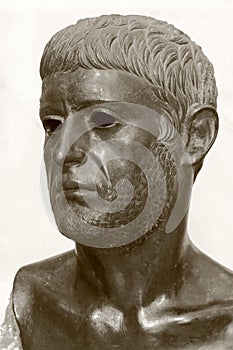 Portrait of a Roman. Rome 30s 1st century BC. Bronze. Close-up, sepia