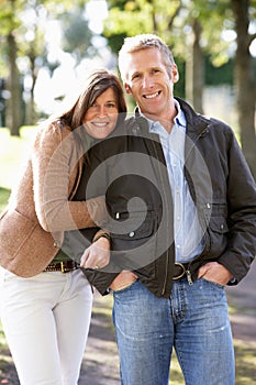 Portrait Of Romantic Couple Enjoying Outdoor Walk