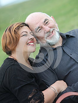 portrait of a romantic mature couple outdoors