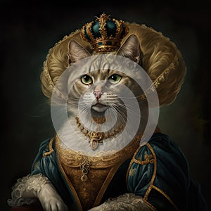 Portrait of a royal cat with golden crown