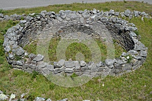 Portrait The Ruins Of A House In The Celtic Castro Of Santa Tecla In The Guard. Architecture, History, Travel. August 15, 2014. La