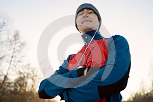 Portrait of a runner dressed in warm sportswear