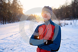 Portrait of a runner dressed in warm sportswear