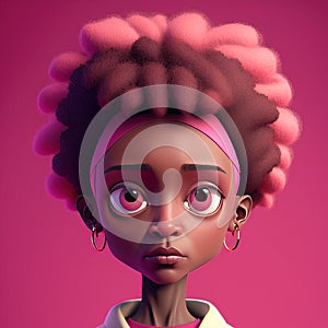 Portrait of sad african american woman with coloured hair, created using generative ai technology