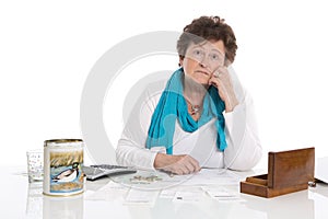 Portrait: Sad, poor and depressed old woman: Concept pensioner m