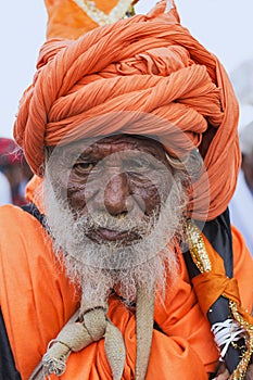 Portrait of a Sadhu or holy man during Dnyaneshwar Maharaj palkhi sohala, Pune