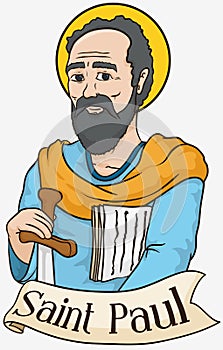 Portrait of Saint Paul Holding a Sword and Scrolls, Vector Illustration photo