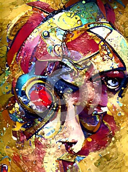 The Portrait of Salome-colorful brush painting while doodling
