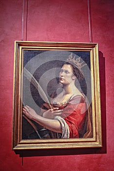 Portrait of Santa Caterina d`Alessandria by Artemisia Gentileschi at Uffizi Gallery