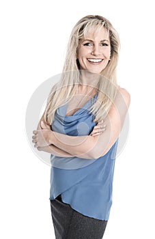 Portrait of satisfied smiling businesswoman with crossed arms.