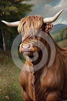 Portrait of a Scottish Highland Cow