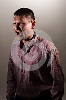 Portrait of a screaming man.