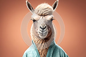 portrait of a self confident lama created with Generative AI technology
