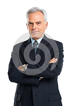 Portrait Of Senior Businessman With Hands Folded