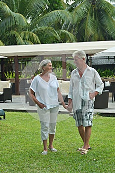 Portrait of a senior couple at hotel resort