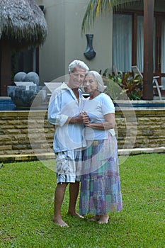 Portrait of senior couple at hotel resort