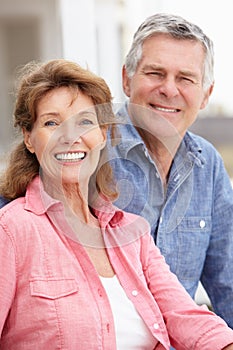 Portrait senior couple outdoors
