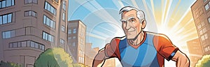 portrait of a senior elderly caucasian guy wearing sports wear, natural background, active lifestyle, healthy wellbeing