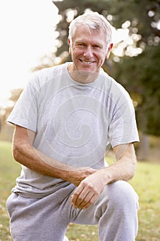 Portrait Of Senior Man Exercising