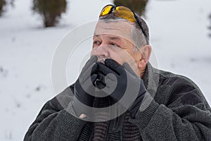 Portrait of senior man looking with amazement