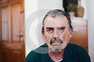 Portrait of senior man looking at camera - Focus on eyes