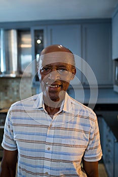 Portrait of senior man standing at home