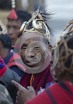 Portrait of a senior Naga Man during Hornbill Festival,Nagaland,India