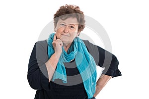 Portrait of senior woman isolated woman isolated over white. photo