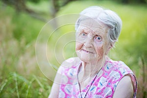 Portrait of senior woman outdoors