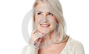 Portrait of a senior woman is smiling. Cheerful old lady