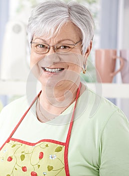 Portrait of senior woman smiling happily