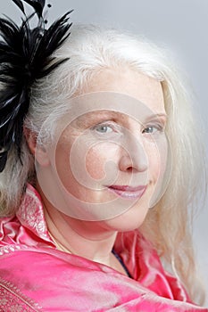 Portrait senior woman white hair