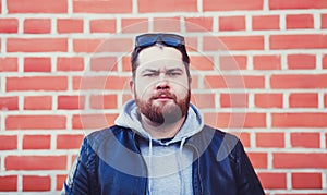 Portrait of a serious bearded man