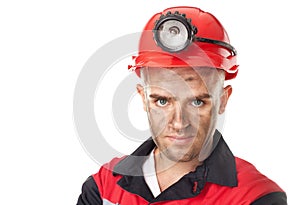 Portrait of serious coal miner