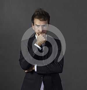 Portrait of a a serious and concentrared gentleman in business a