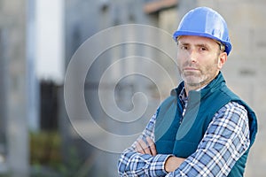 portrait serious construction worker