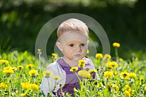 Portrait of the serious little girl