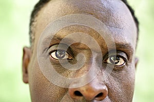 Portrait of serious old black man looking at camera